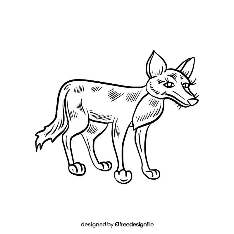 Fox animal black and white clipart