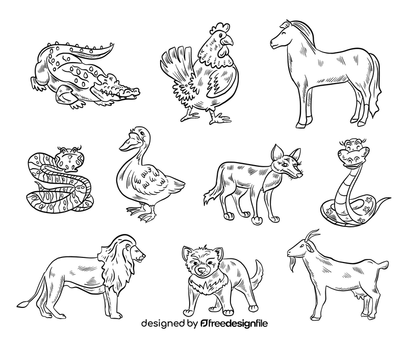 Animals black and white vector