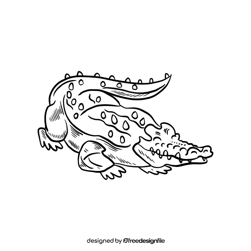 Cartoon crocodile black and white clipart