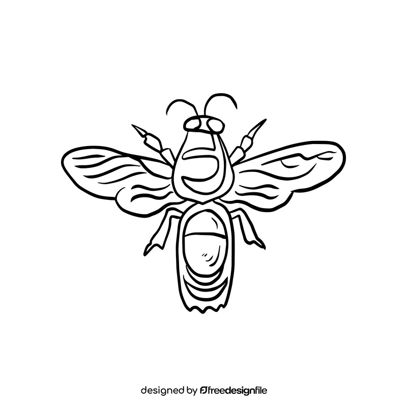 Wasp cartoon black and white clipart