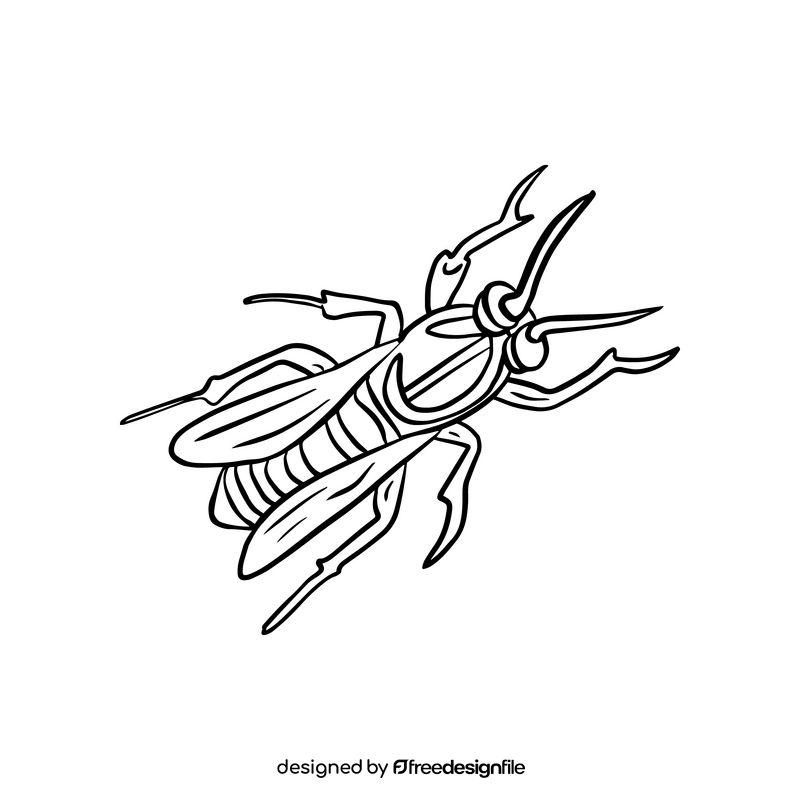 Free wasp illustration black and white clipart