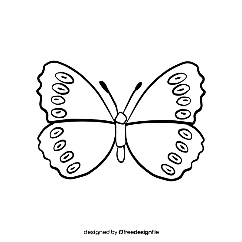 Moth drawing black and white clipart