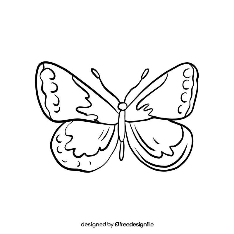 Moth insect black and white clipart