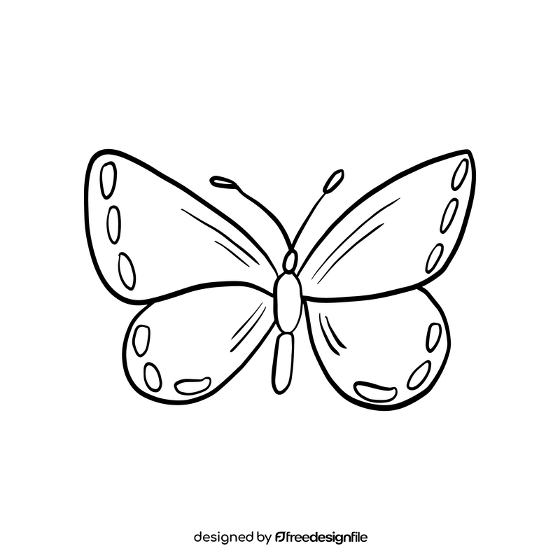 Moth insect black and white clipart