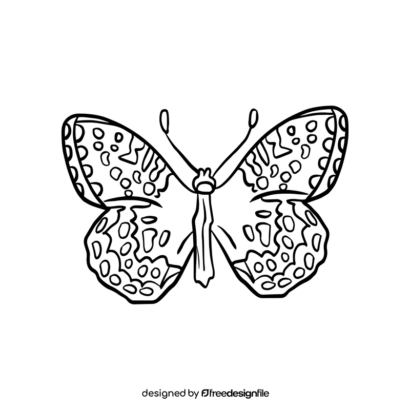 Cossina butterfly illustration black and white clipart