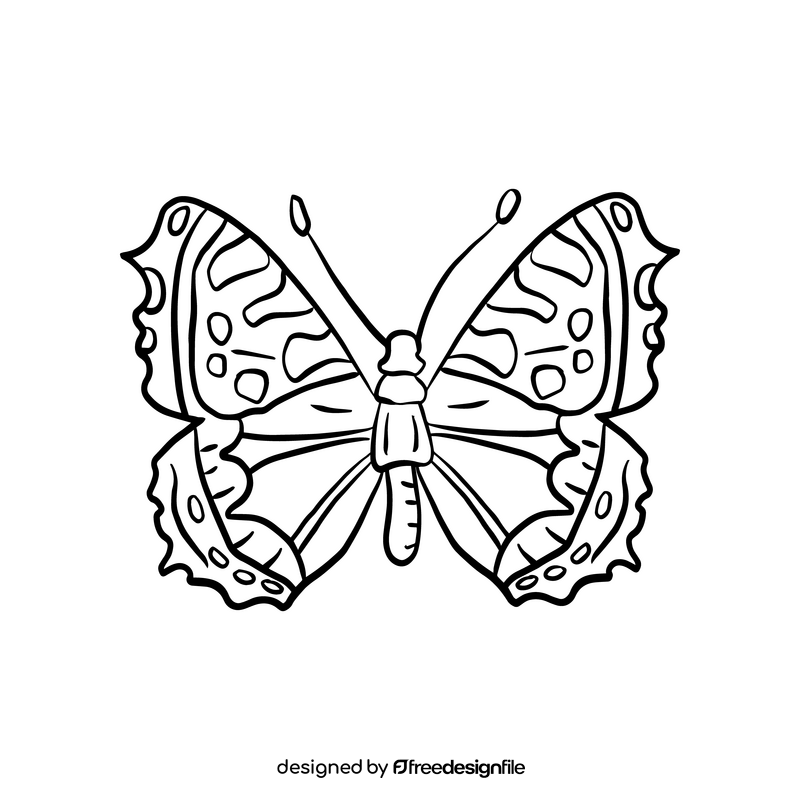 Cossina butterfly black and white clipart