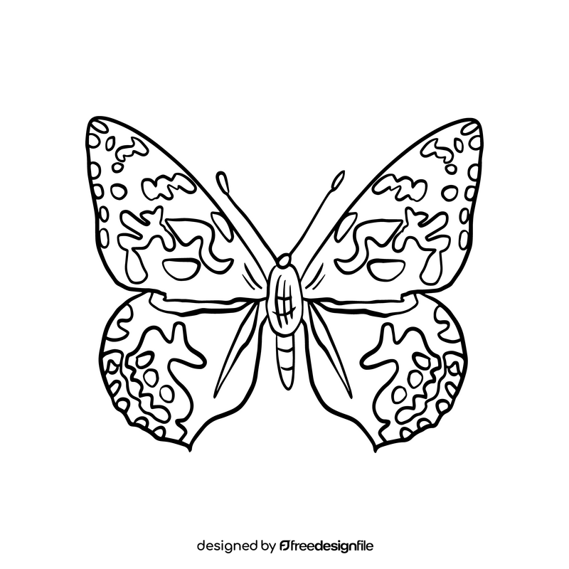 Cossina butterfly black and white clipart