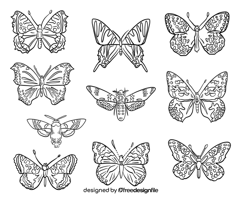 Cossina butterflies black and white vector free download