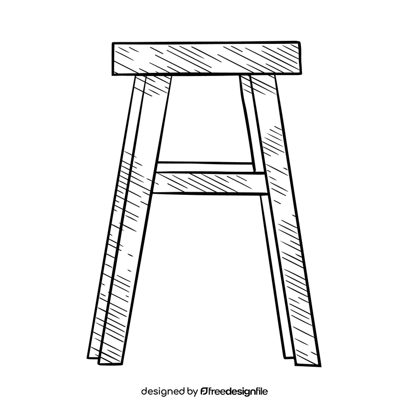 Free stool black and white clipart