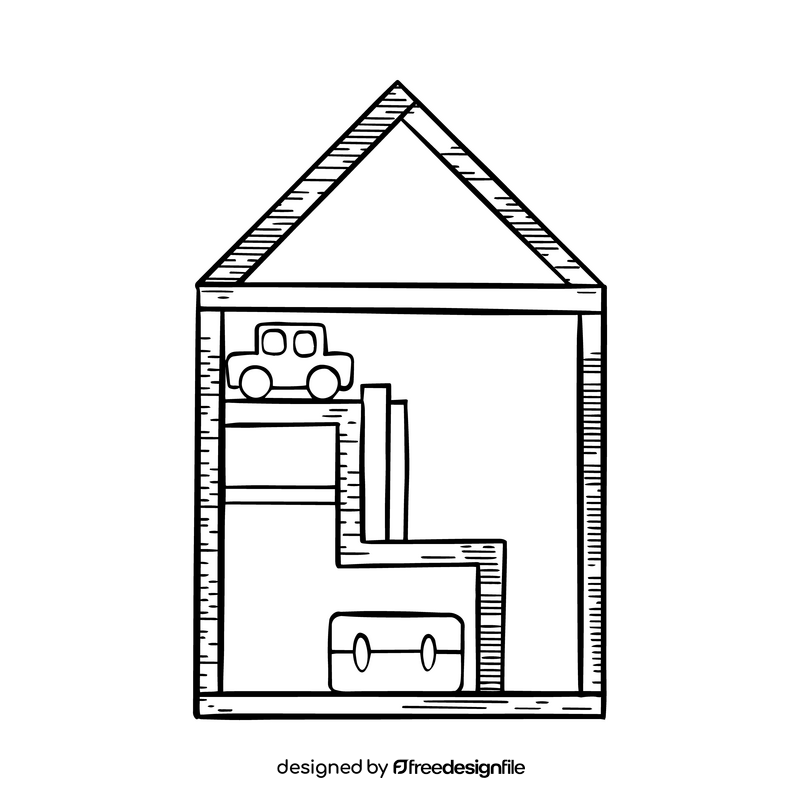 Free house design drawing black and white clipart