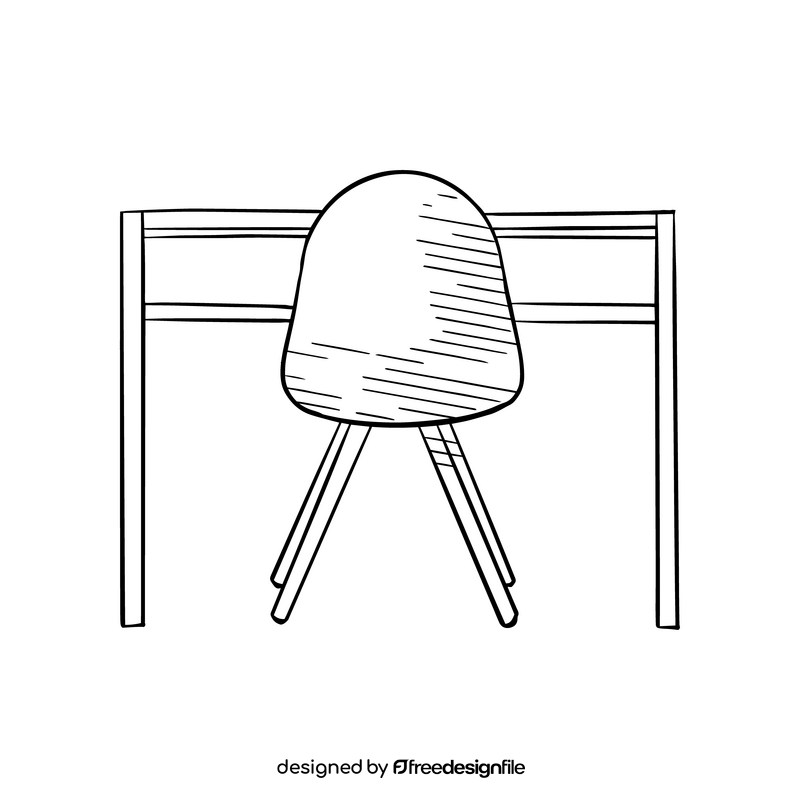 Cartoon study desk for children black and white clipart