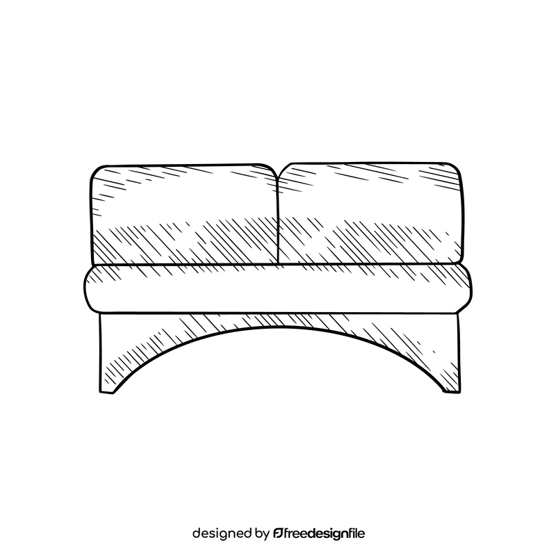 Sofa black and white clipart