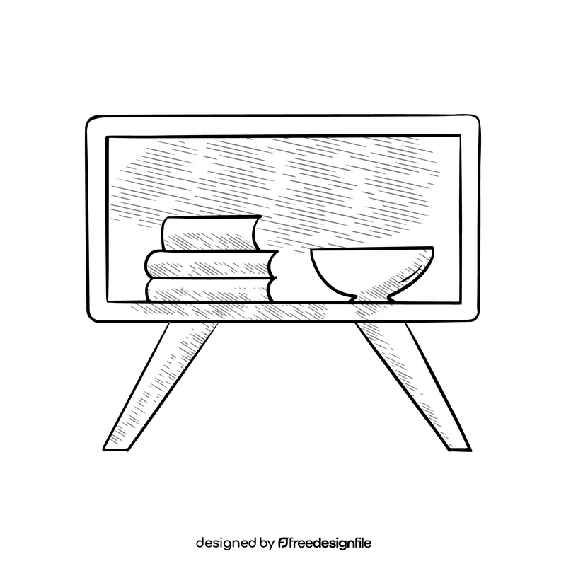 Bookshelf drawing black and white clipart