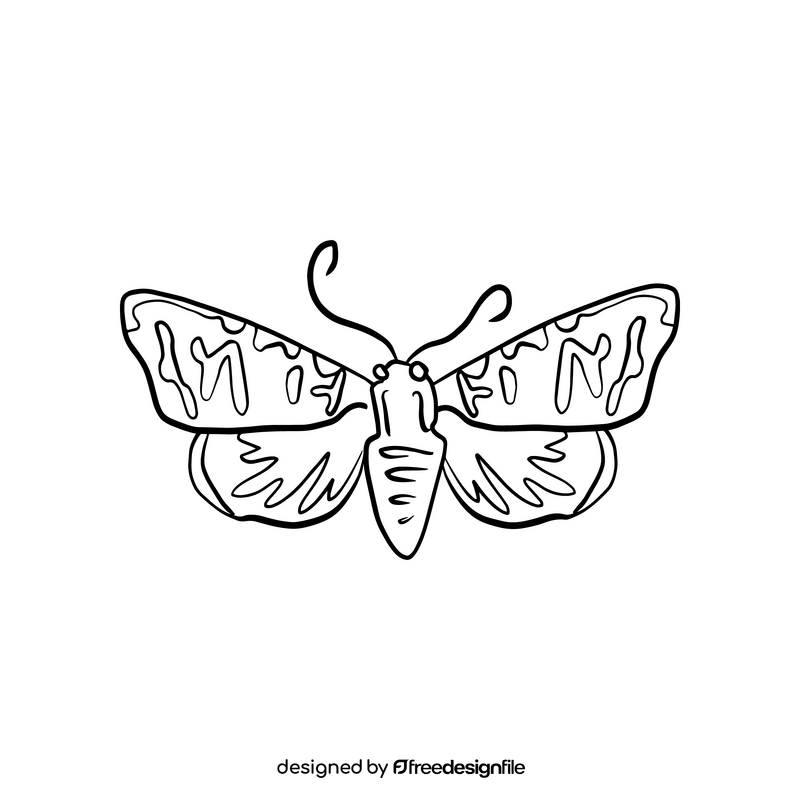 Cartoon butterfly black and white clipart