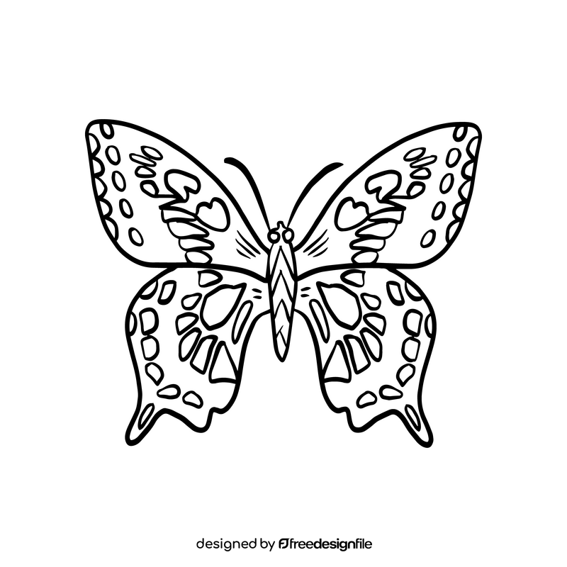 Butterfly black and white clipart