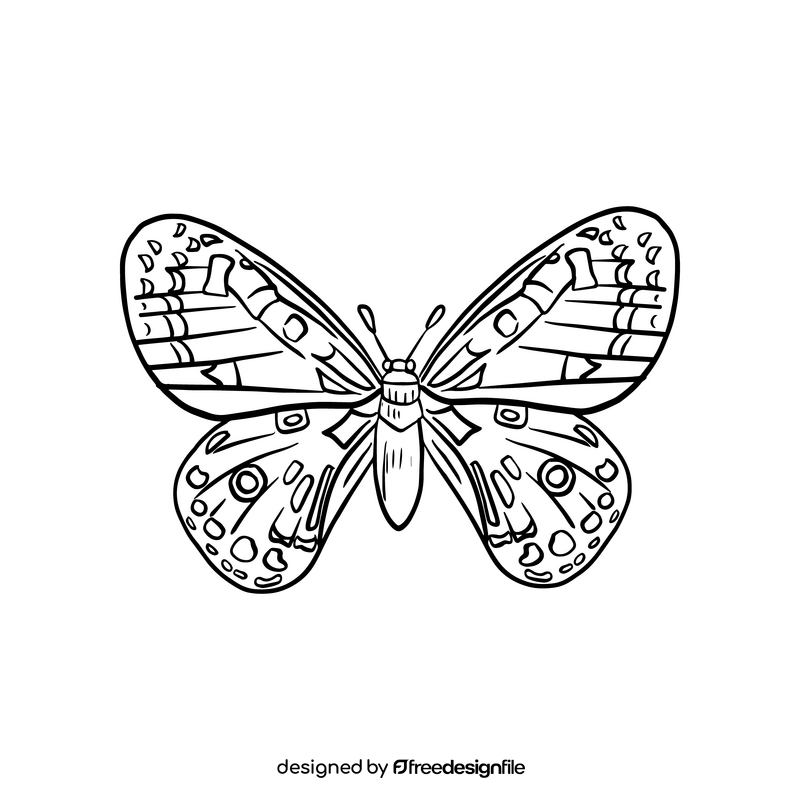 Butterfly cartoon black and white clipart