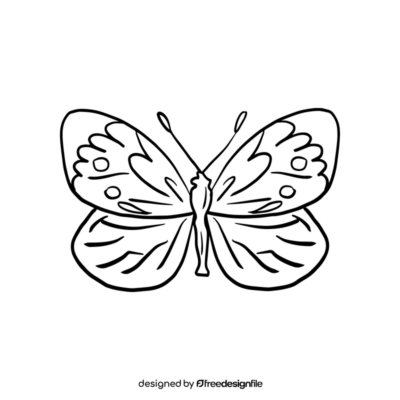 Butterfly drawing black and white clipart