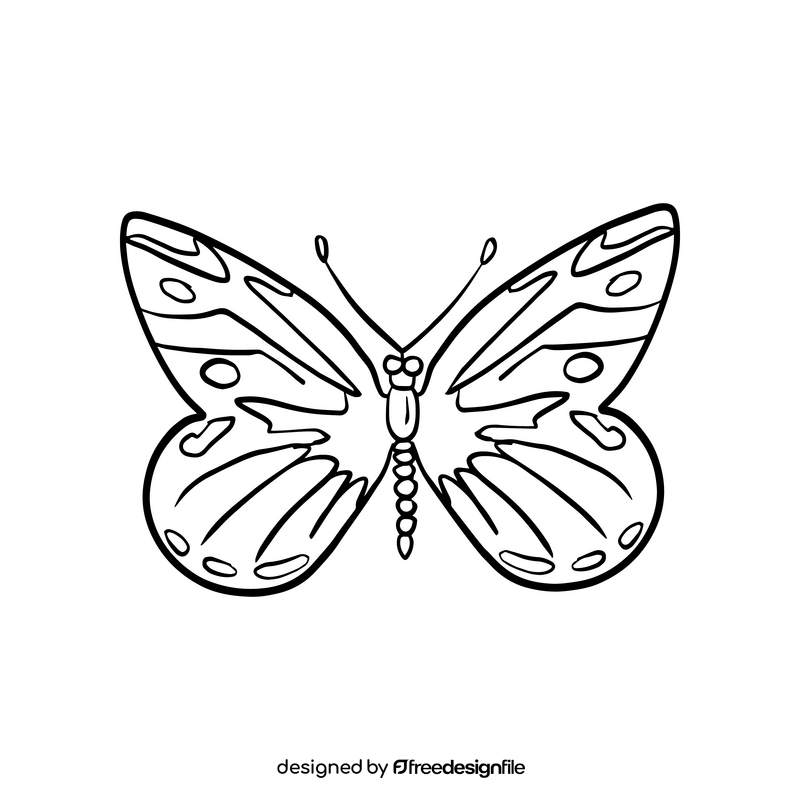 Butterfly drawing black and white clipart