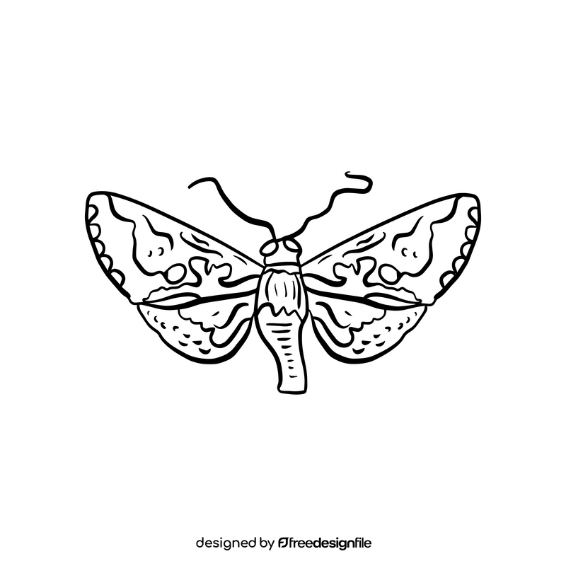 Butterfly pest black and white clipart