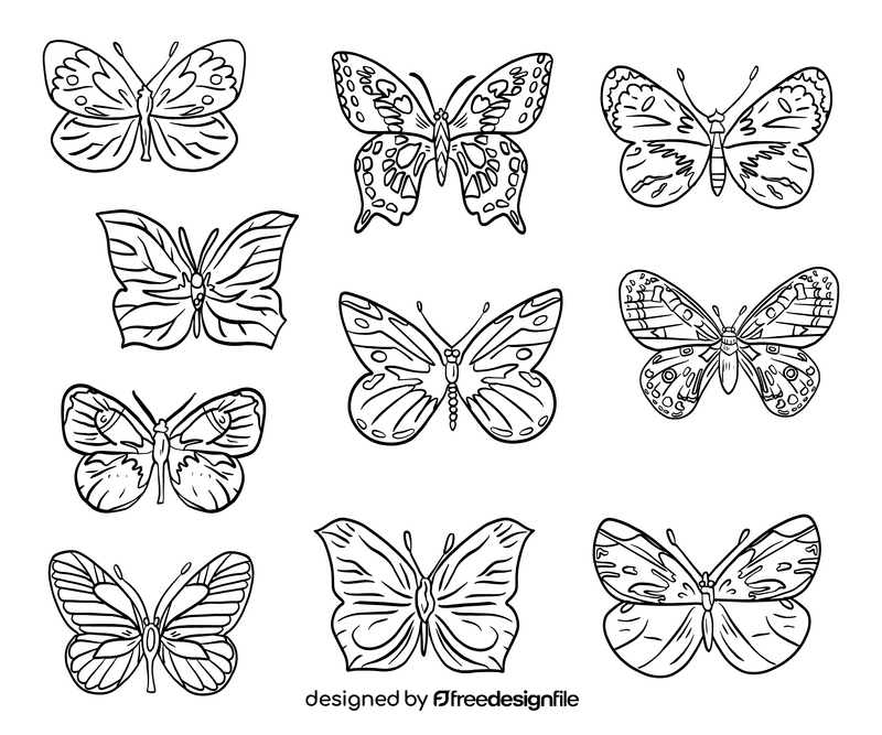 Free butterflies black and white vector free download
