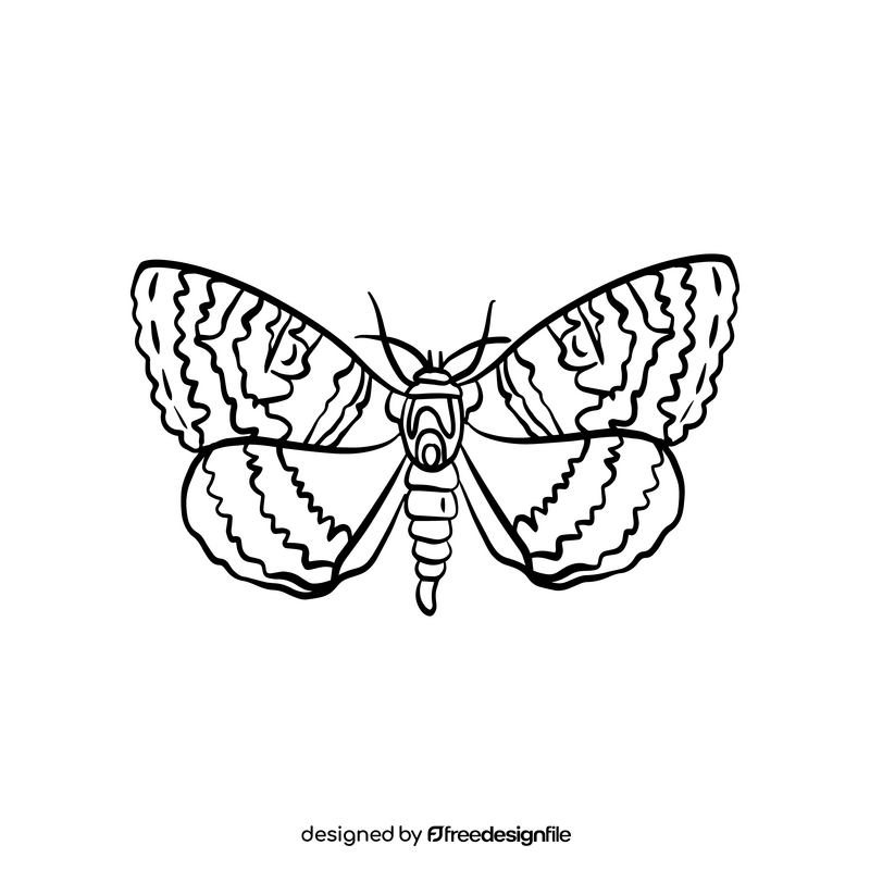 Cartoon butterfly pest black and white clipart