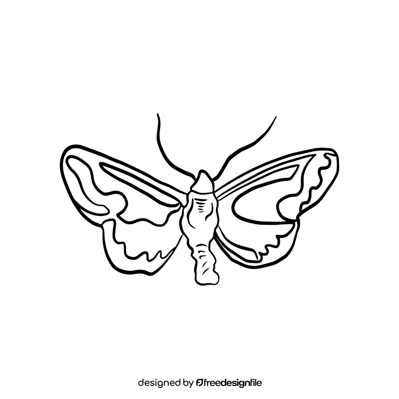 Cartoon butterfly pest black and white clipart