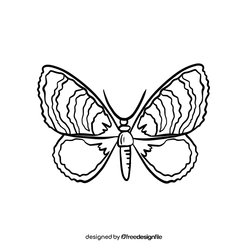 Butterfly pest cartoon black and white clipart