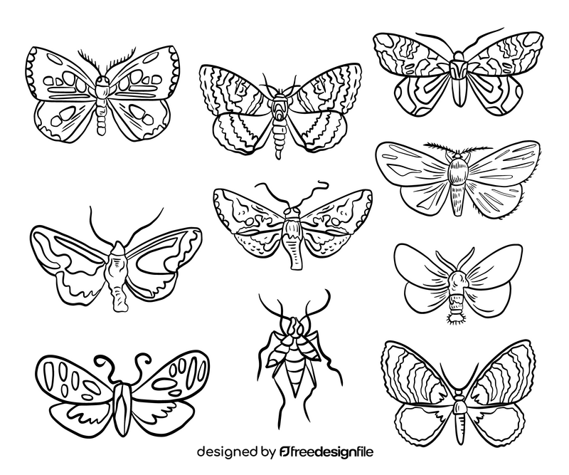 Butterfly pest black and white vector