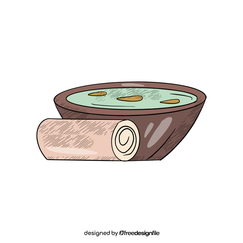 Spa towel and oil on plate clipart