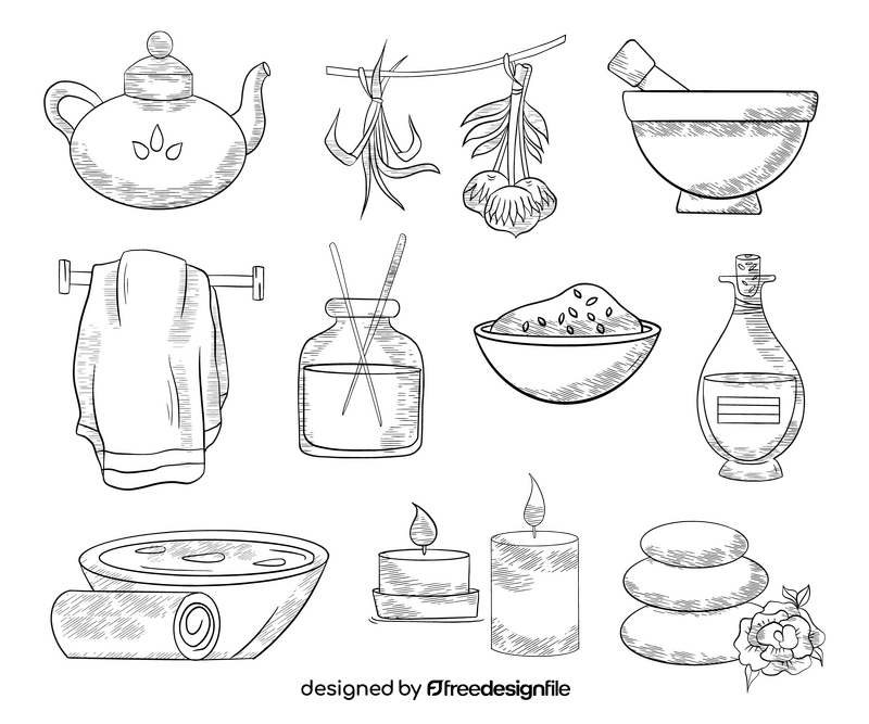 Spa items black and white vector