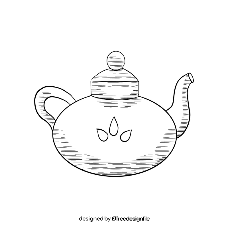 Spa clay teapot black and white clipart