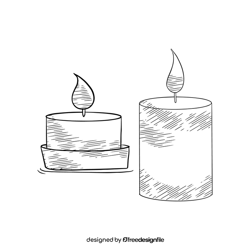 Spa candles cartoon black and white clipart
