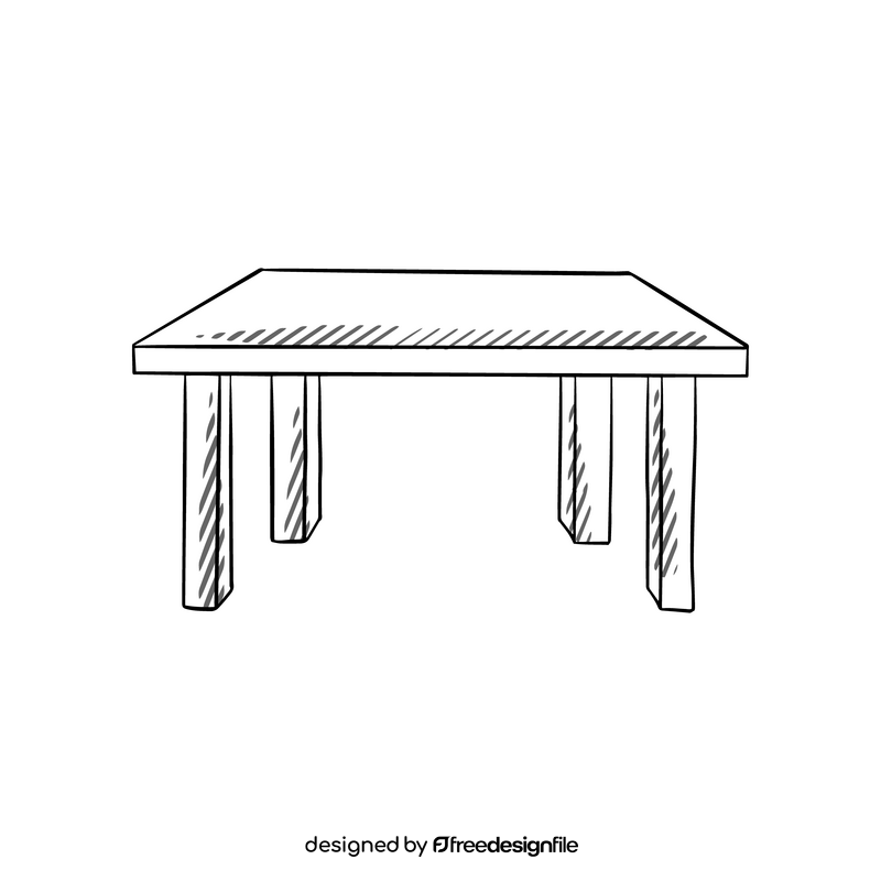 Kids table black and white clipart