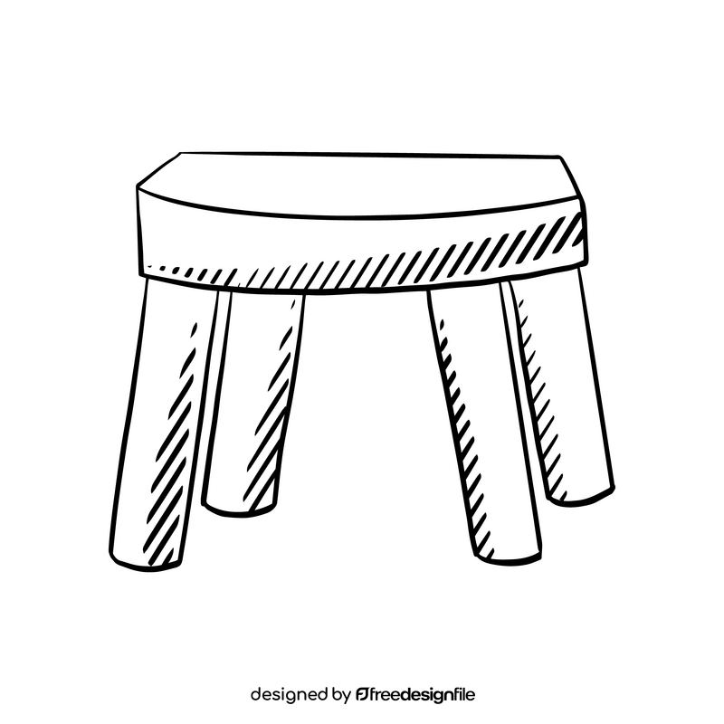 Kindergarten stool black and white clipart