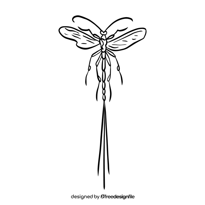 Flying insect illustration black and white clipart