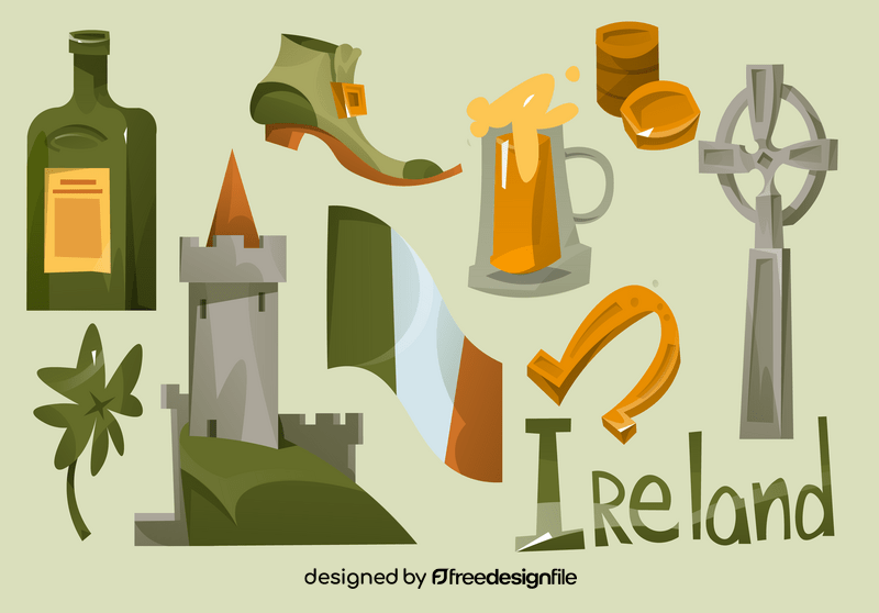 Ireland icon set vector