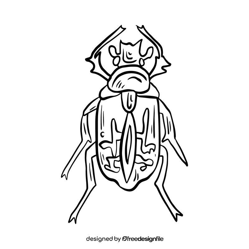 Cartoon forest insect black and white clipart