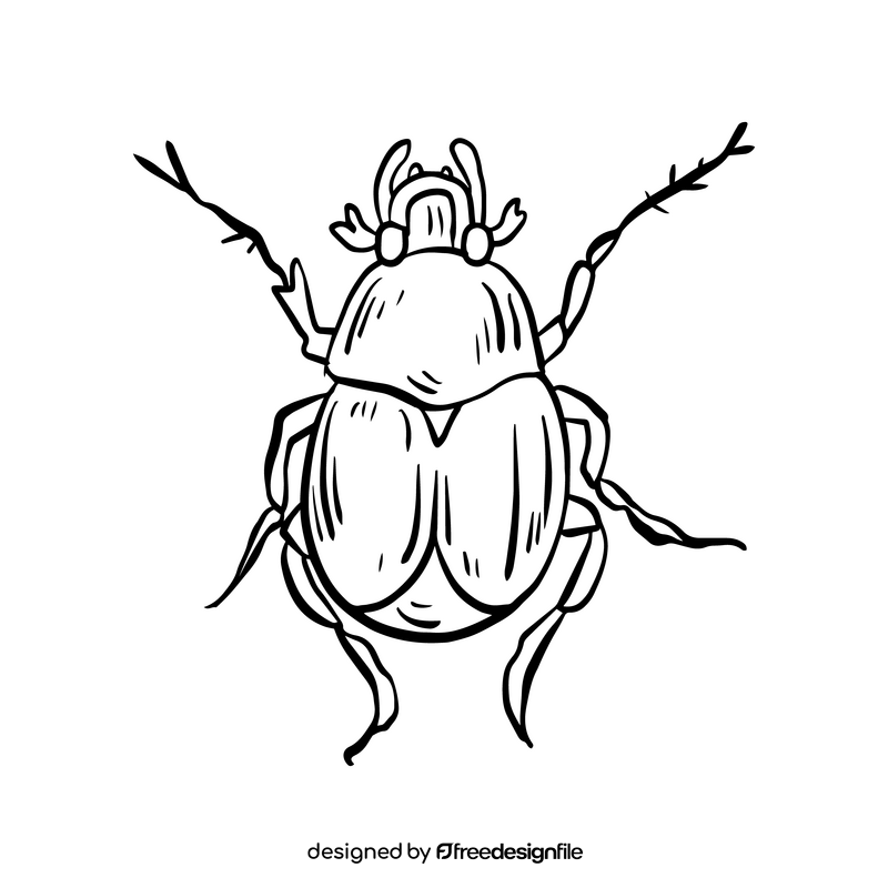Forest beetle black and white clipart