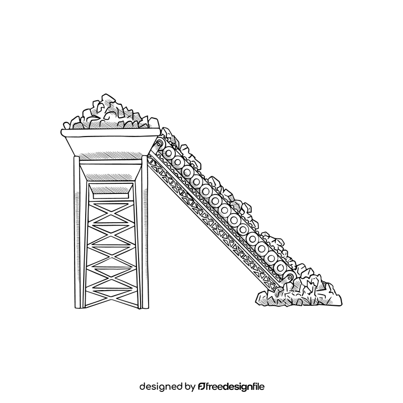 Coal conveyor black and white clipart