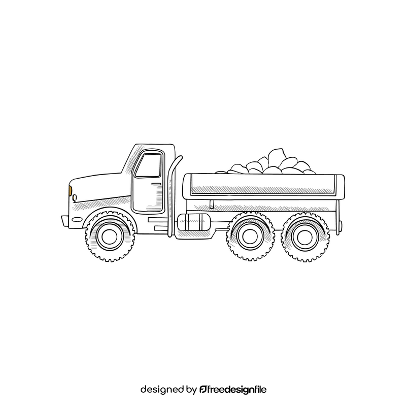 Coal truck black and white clipart