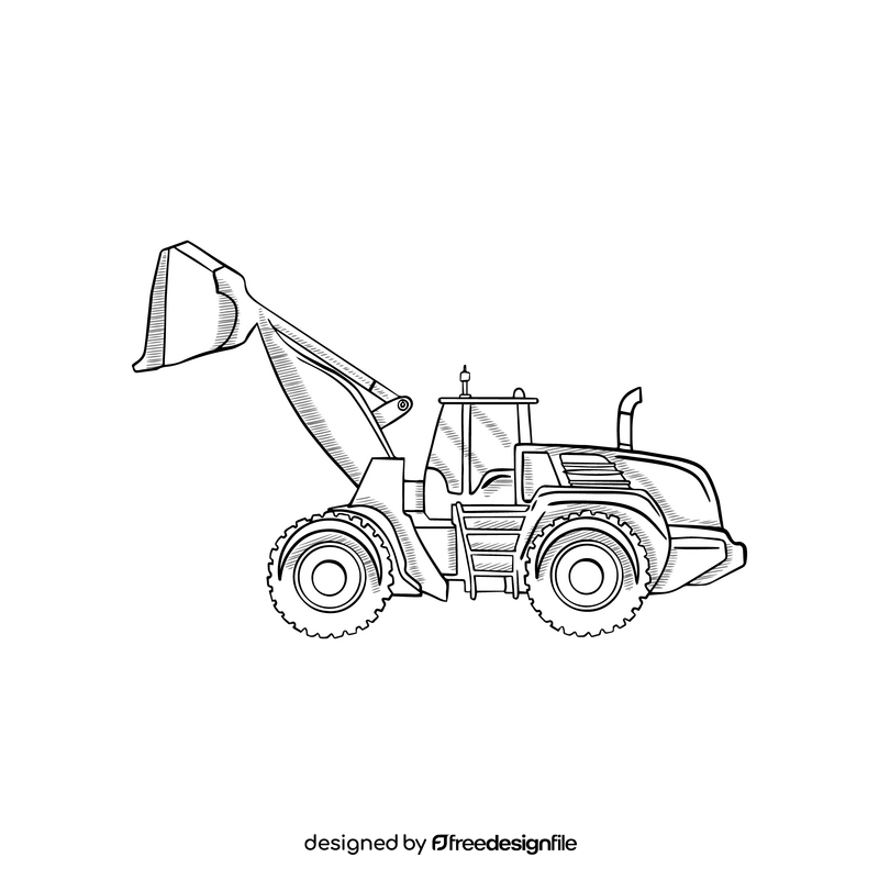 Excavator black and white clipart