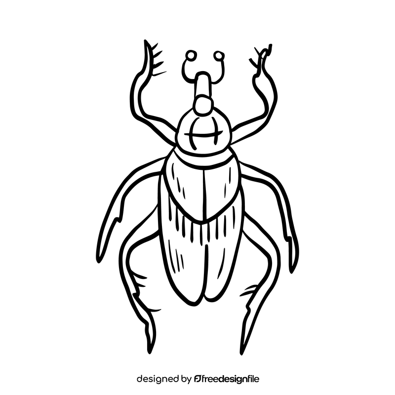 Cartoon leaf beetle black and white clipart