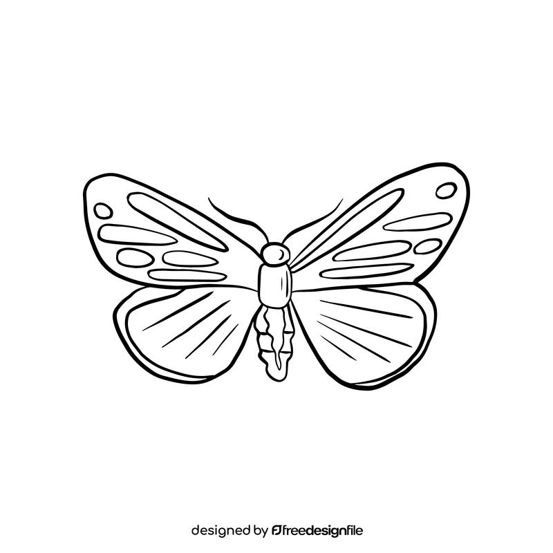 Butterfly insect black and white clipart
