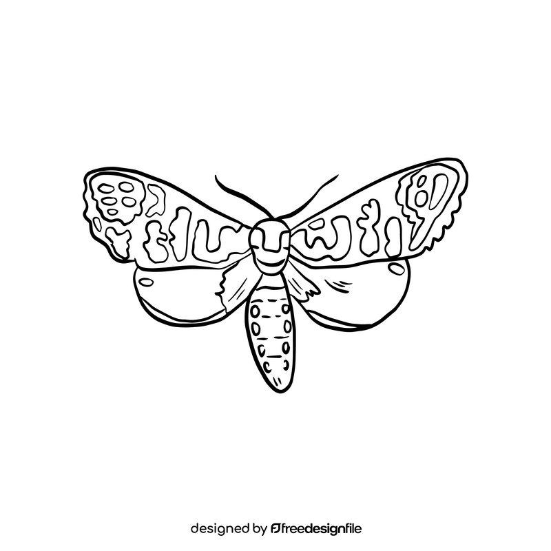 Butterfly illustration black and white clipart