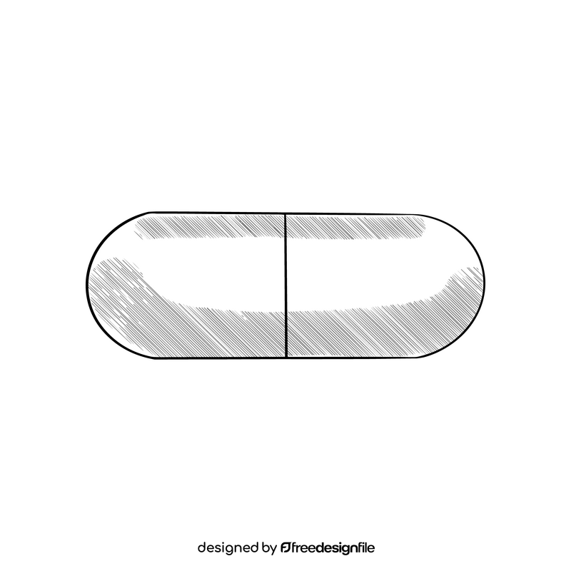 Medical pill cartoon black and white clipart