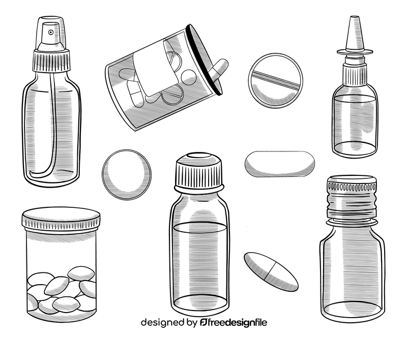 Free medicaments black and white vector