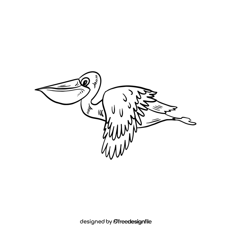 Pelican bird black and white clipart