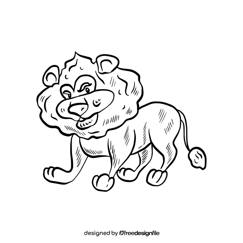 Cartoon lion animal black and white clipart