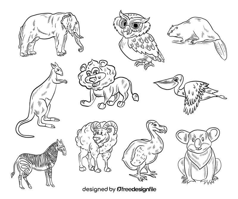 Free animals black and white vector