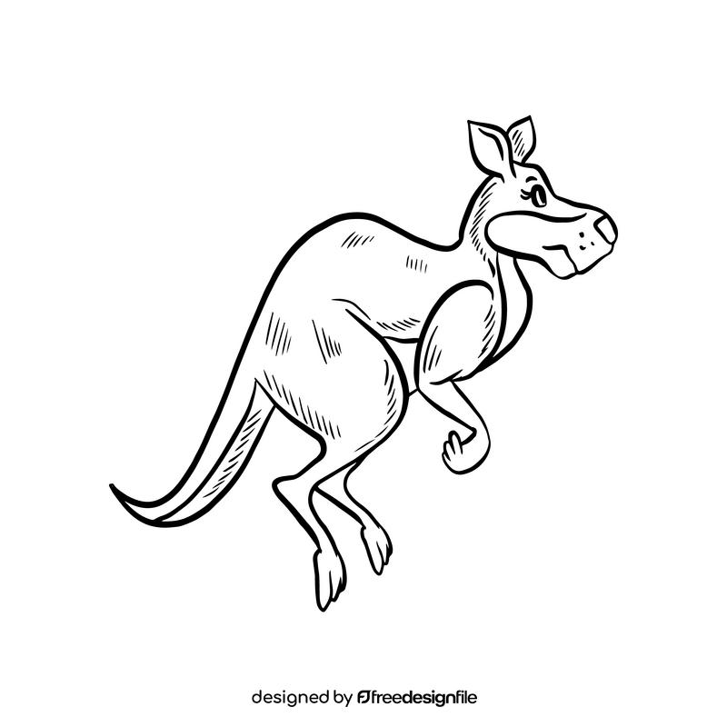 Cute kangaroo black and white clipart